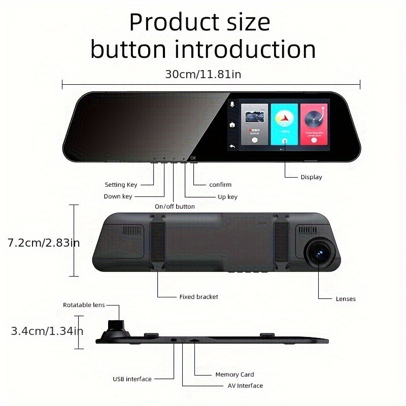 Dash Cam 1080p Car Dual Lens Front/Rear/Inside Video Recorder Camera G-sensor US