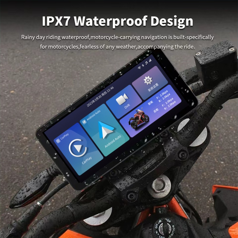 6.3” Motorcycle GPS Maps Portable Carplay Android Auto Waterproof Touch Screen