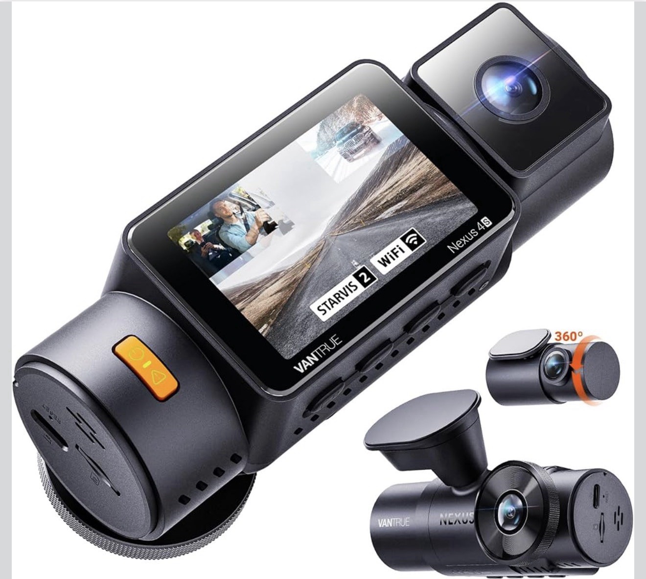 Vantrue N4S 3-Channel Dash Cam 2.7K+1440P Front Interior Rear WiFi GPS 360°