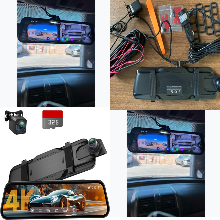 Camara Salpicadero Espejo Retrovisor 4K Coche Frontal Trasera Control Voz 32GB