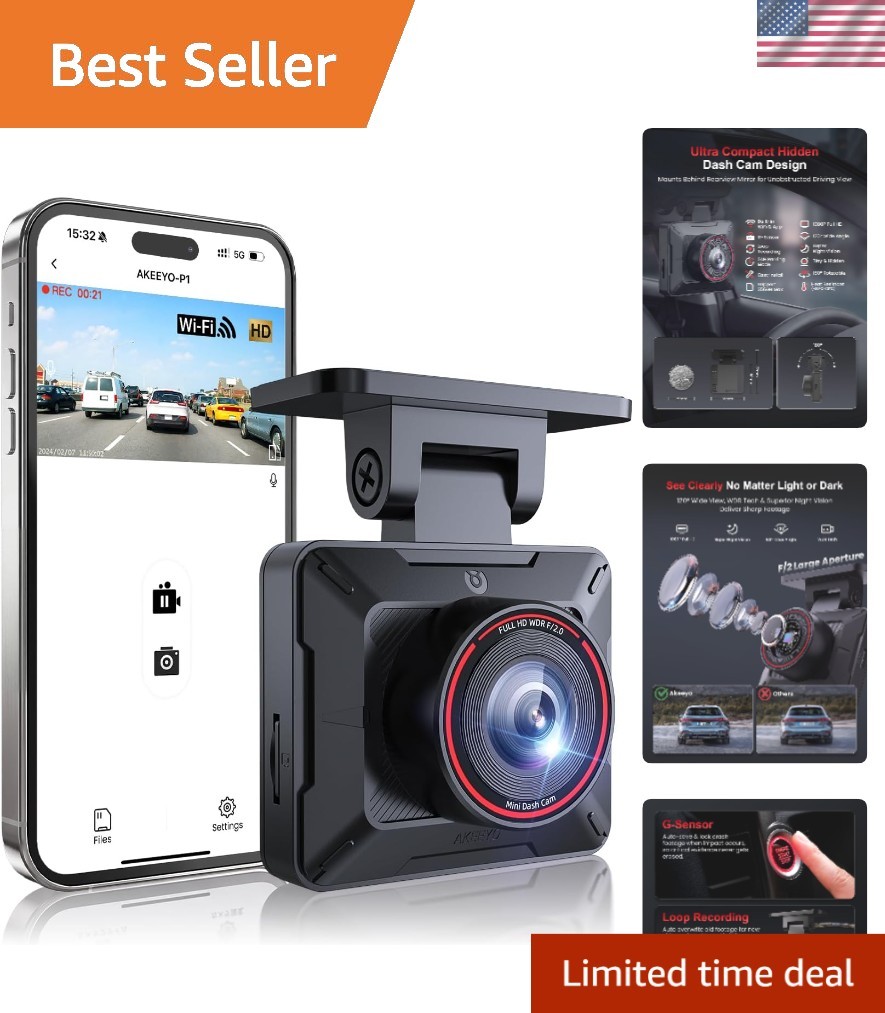P1 Mini Dash Cam – 1080P HD Compact Car Camera with Night Vision & G-Sensor