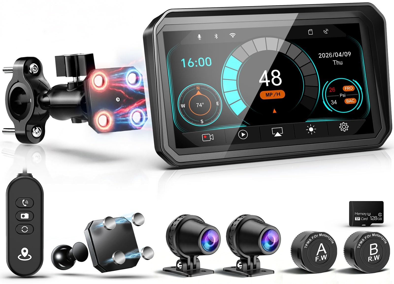 2026 LBW 6″ Portable Motorcycle CarPlay GPSIncludes 128G SD, with Wireless An…