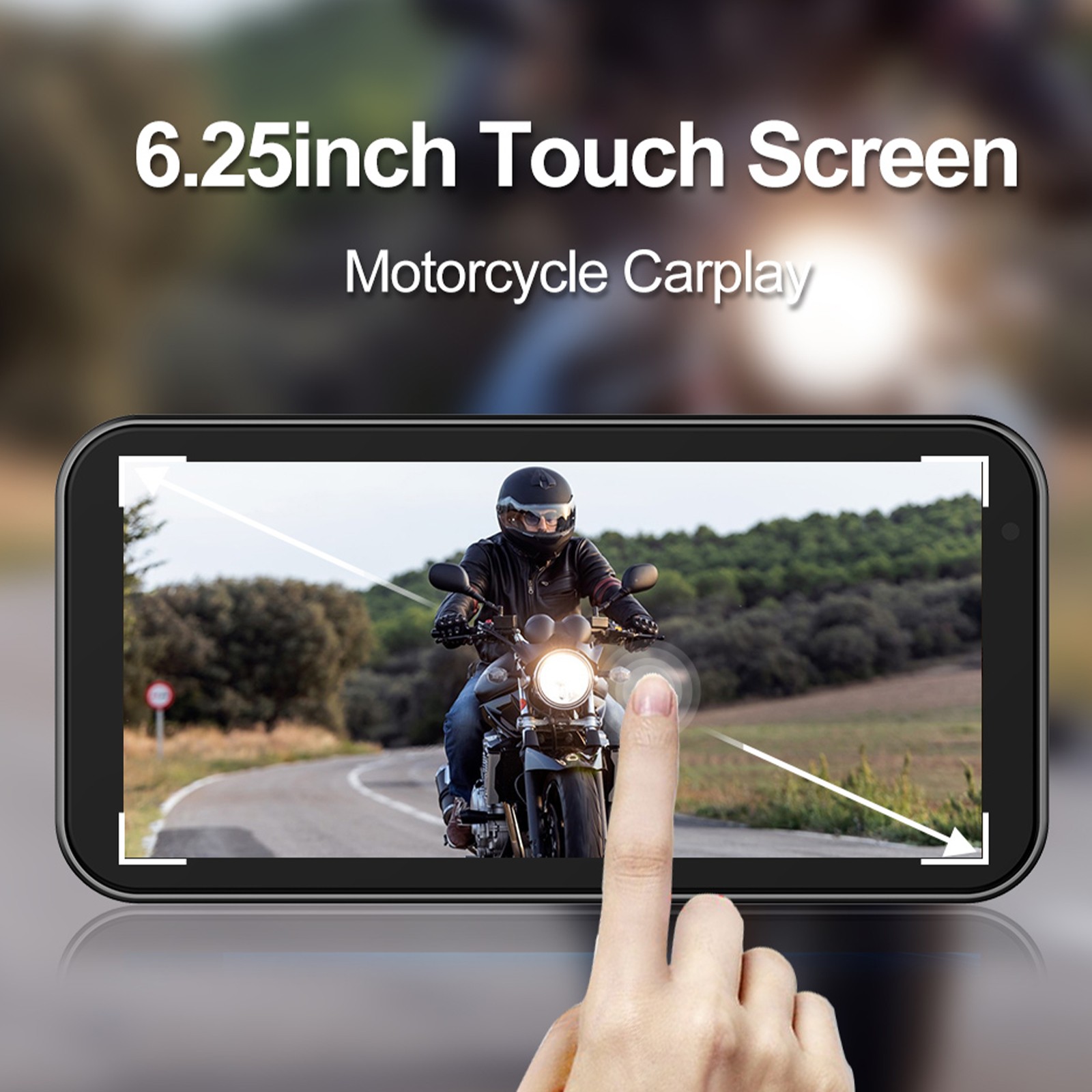 Motorcycle Dash Cam 6.25″ Carplay Android Auto Screen Wired Controller+Camera