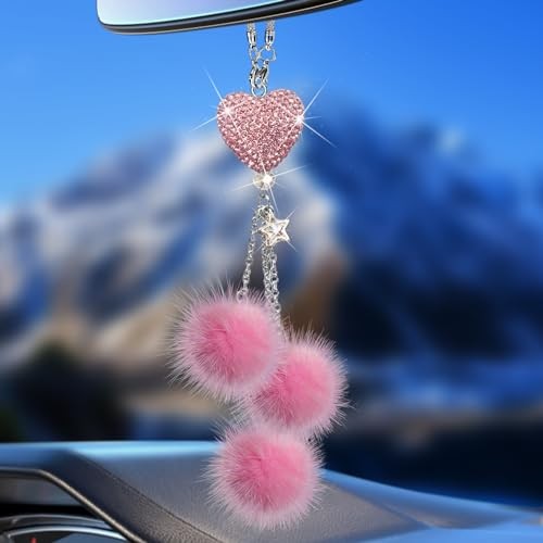 Pink Bling Car Accessories Interior for Women – Girly Crystal Car Pink-ball