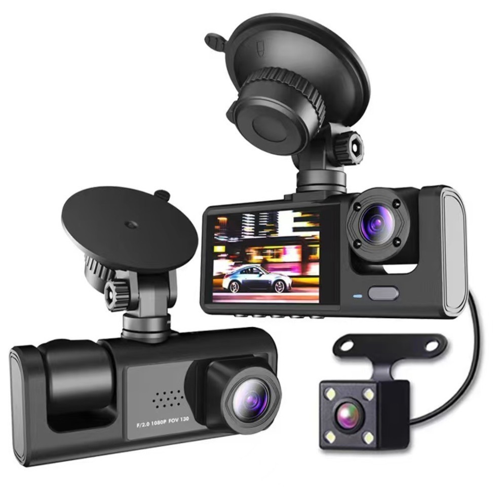 1080P 3 Channel Car Dash Cam Front Rear Inside DVR G-Sensor Loop Recording 32GB
