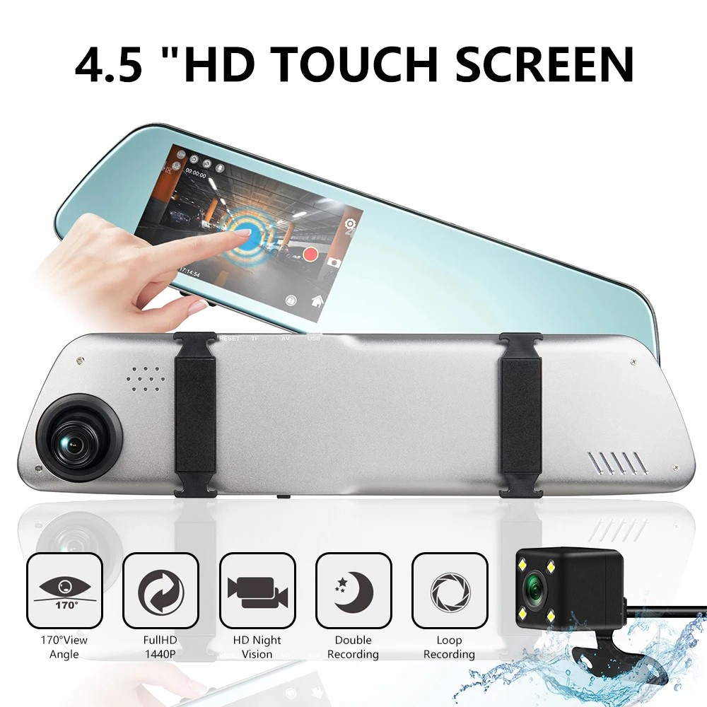 4.5 inch HD 1440P Car DVR Driving Recorder Night Vision Dual Recording G-sensor