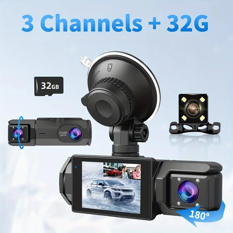 Dual Lens Dash Cam, Front and Rear Full HD 1080P, 3.5″ Screen, Parking Mode