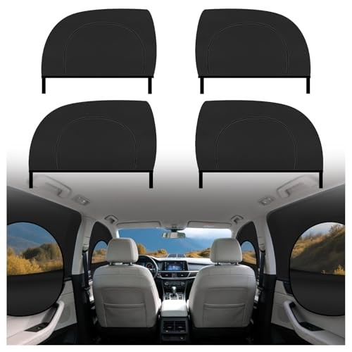 4PCS Front/Rear Car Window Shades for Side Window with Zipper,Breathable Mesh