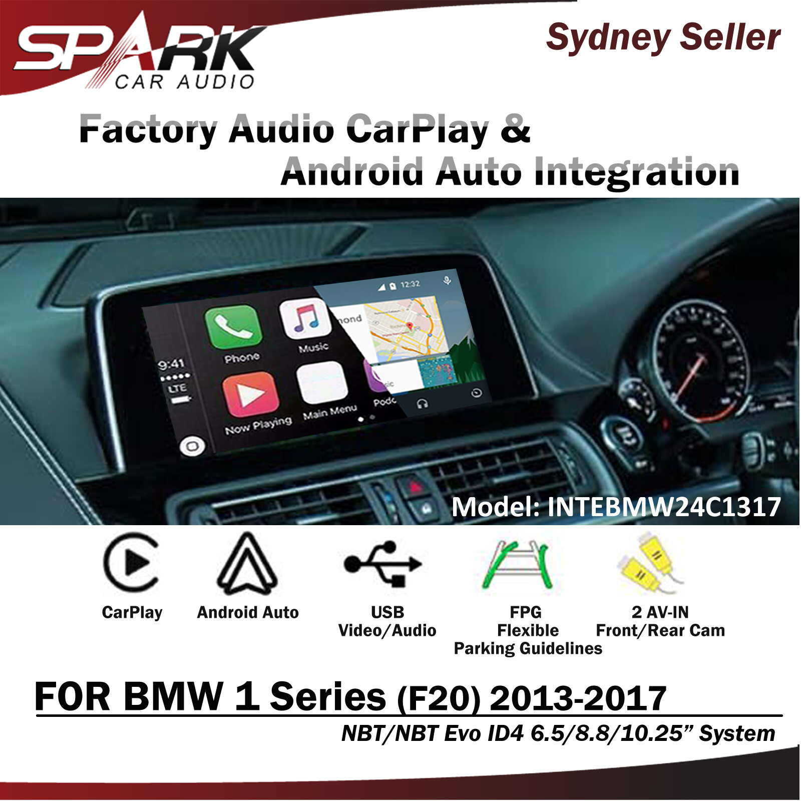 SP WIRELESS CARPLAY ANDROID AUTO MIRROR FOR BMW 1 SERIES F20 NBT ID4 2013-2017