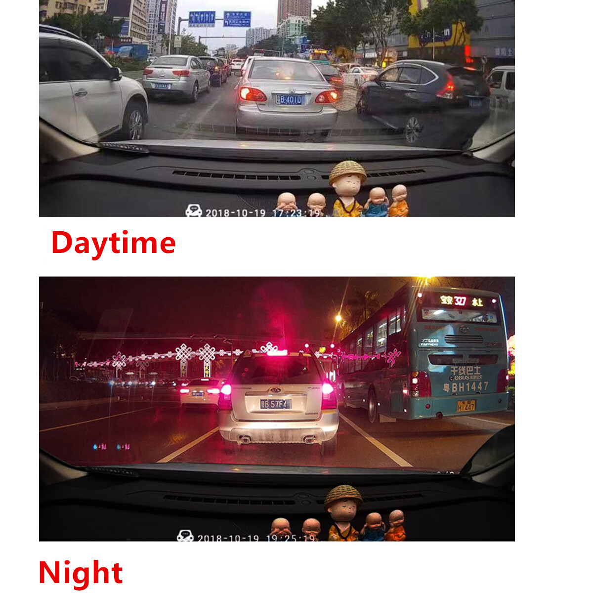 1080P HD Dash Cam Car DVR Front Inside Rear Camera Touch Screen Video Recorder