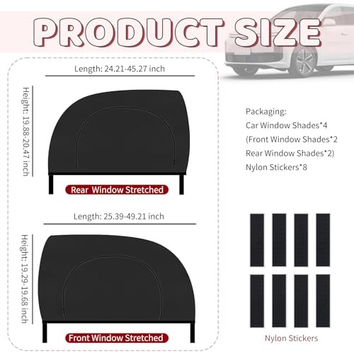 4PCS Front/Rear Car Window Shades for Side Window with Zipper,Breathable Mesh