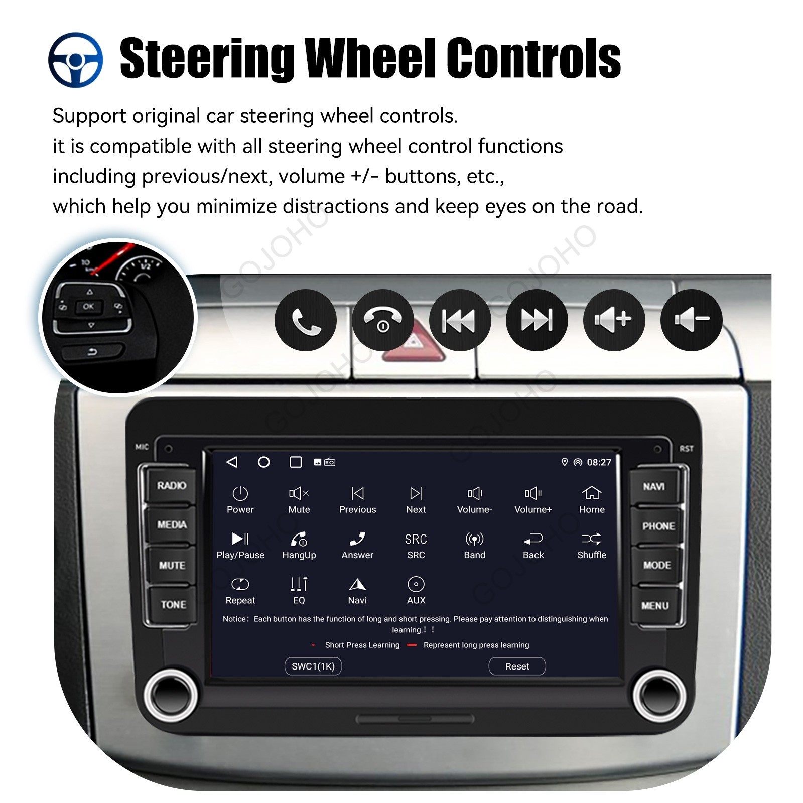 4+64G 7″ Android 14 Car Stereo Radio GPS Carplay For VW Golf MK5 MK6 Caddy Jetta