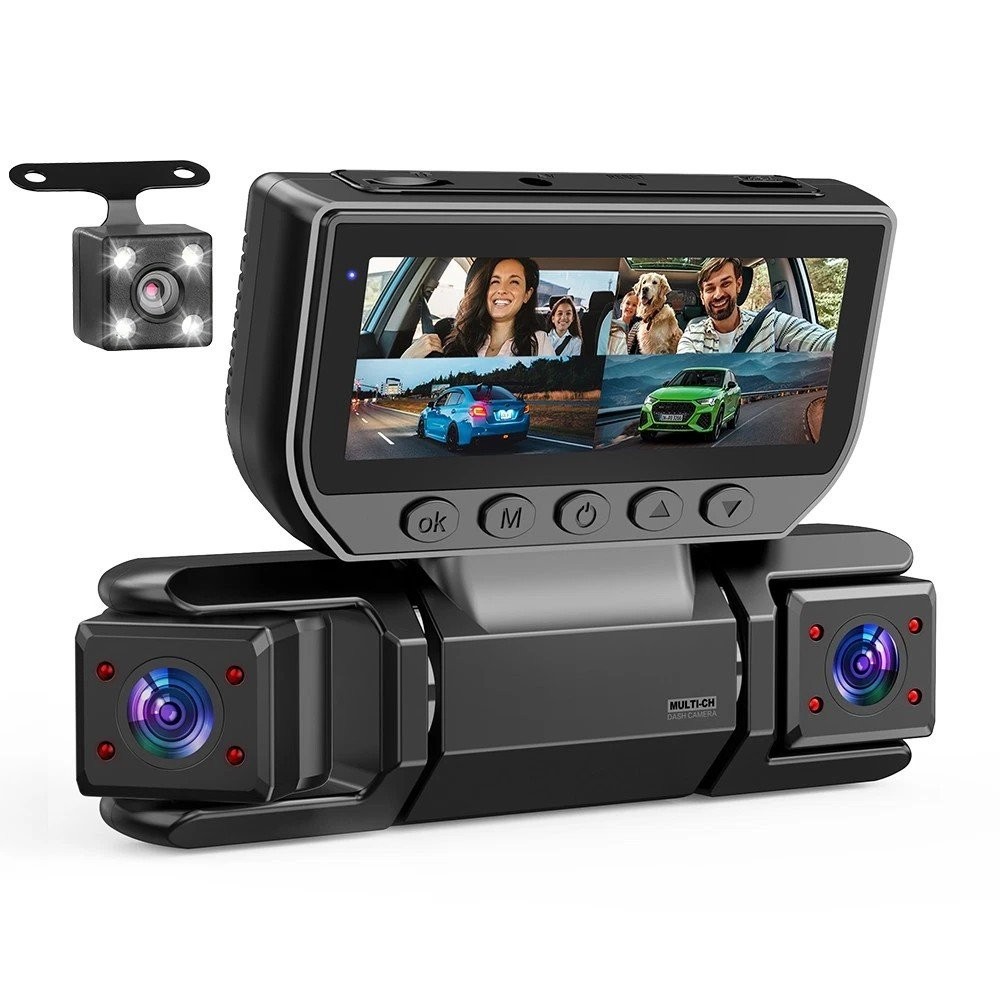 Dashcam Front and Rear Camera System,Rechargeable 360 1080P Dash Cam