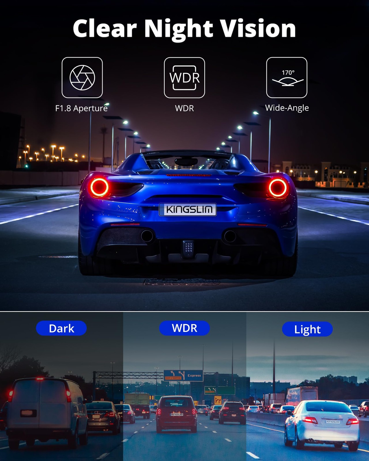 Wireless Dash Cam Front and Rear 2K, WiFi APP Dash Camera for Cars with 1.5”…