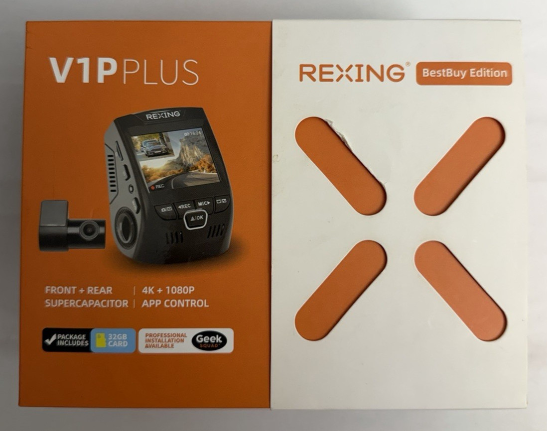 Rexing V1P Plus 4K + 1080p Front Rear Dash Cam Wi-Fi App Control 32GB SD Card