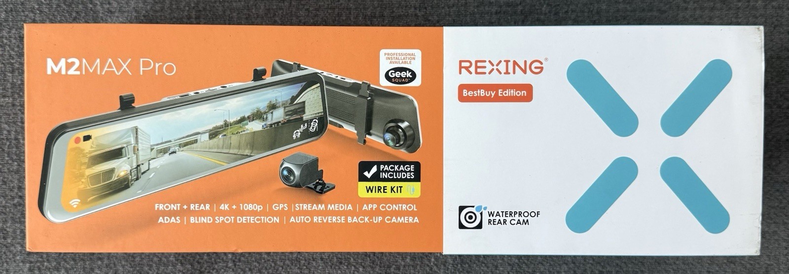 *BRAND NEW* Rexing – M2Max Pro Front + Rear 4K + 1080p GPS Mirror Dash Cam