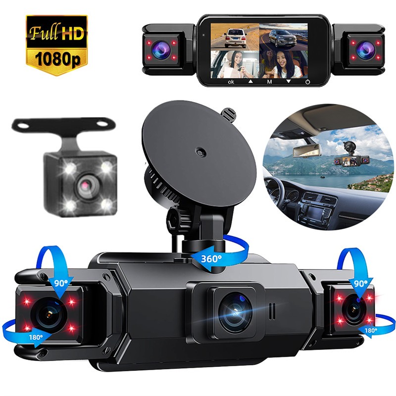 4 Channel Dash Cam Front and Rear Inside Dash Camera for Cars 24 Parking Monitor