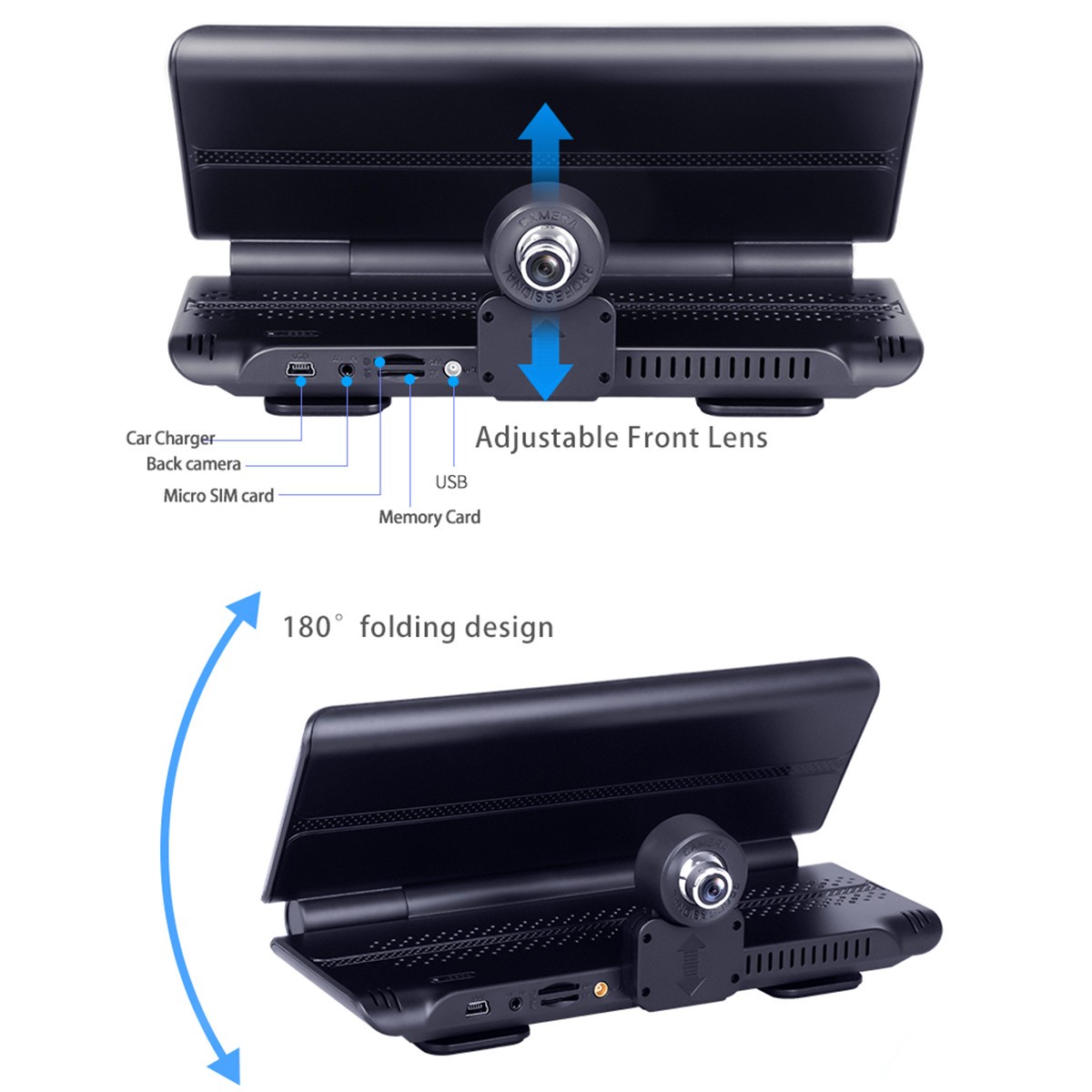 Car DVR Video Recorder Dash Camera WIFI Bluetooth Dual Lens Touch Screen 7in