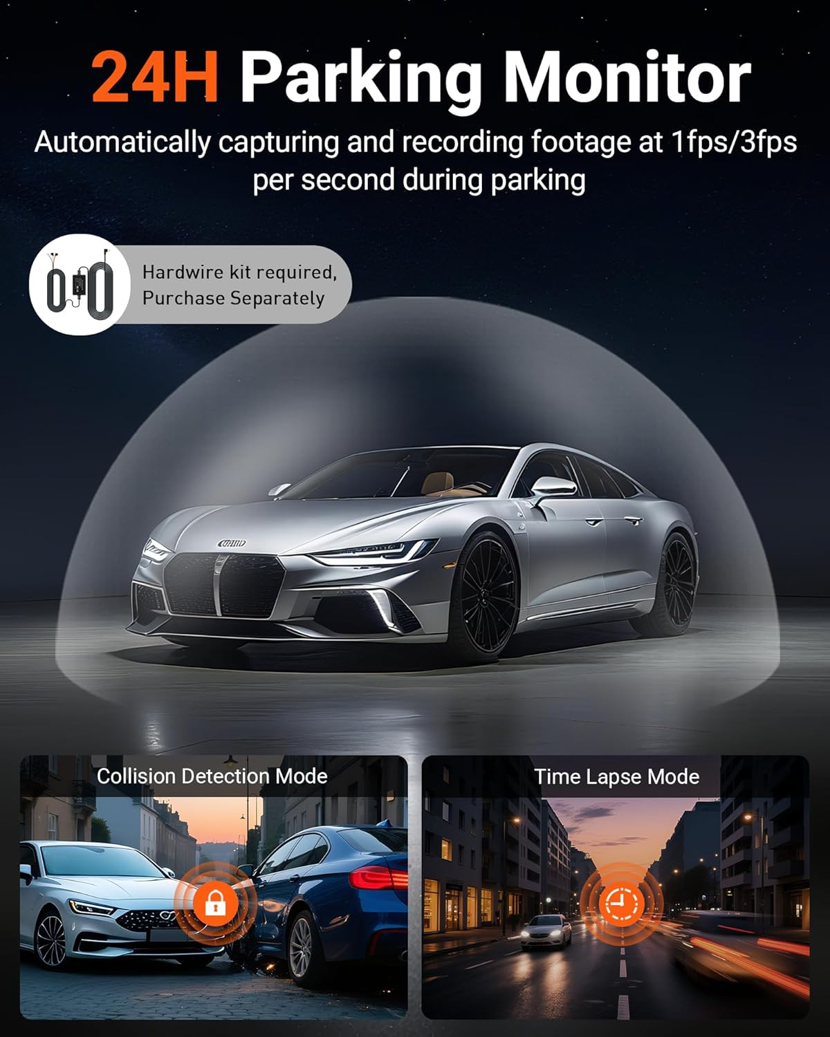 4K Dash Cam Front Built-In 5G WiFi 64GB Card Included Dash Camera For Cars Black