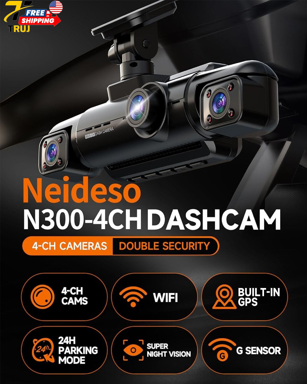 Mejor Camara De Seguridad FHD 1080P Para Carros De 360° Cámara De 4 Canales