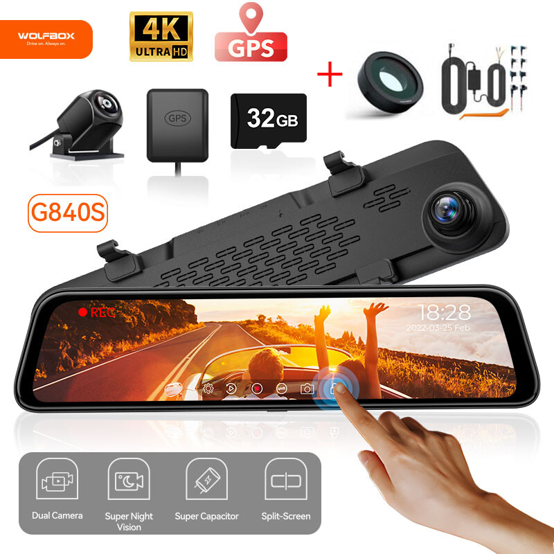 WOLFBOX 4K Car Dash Cam – 4K Ultra HD 2160P – Free 32GB Card & GPS, Parking Mode