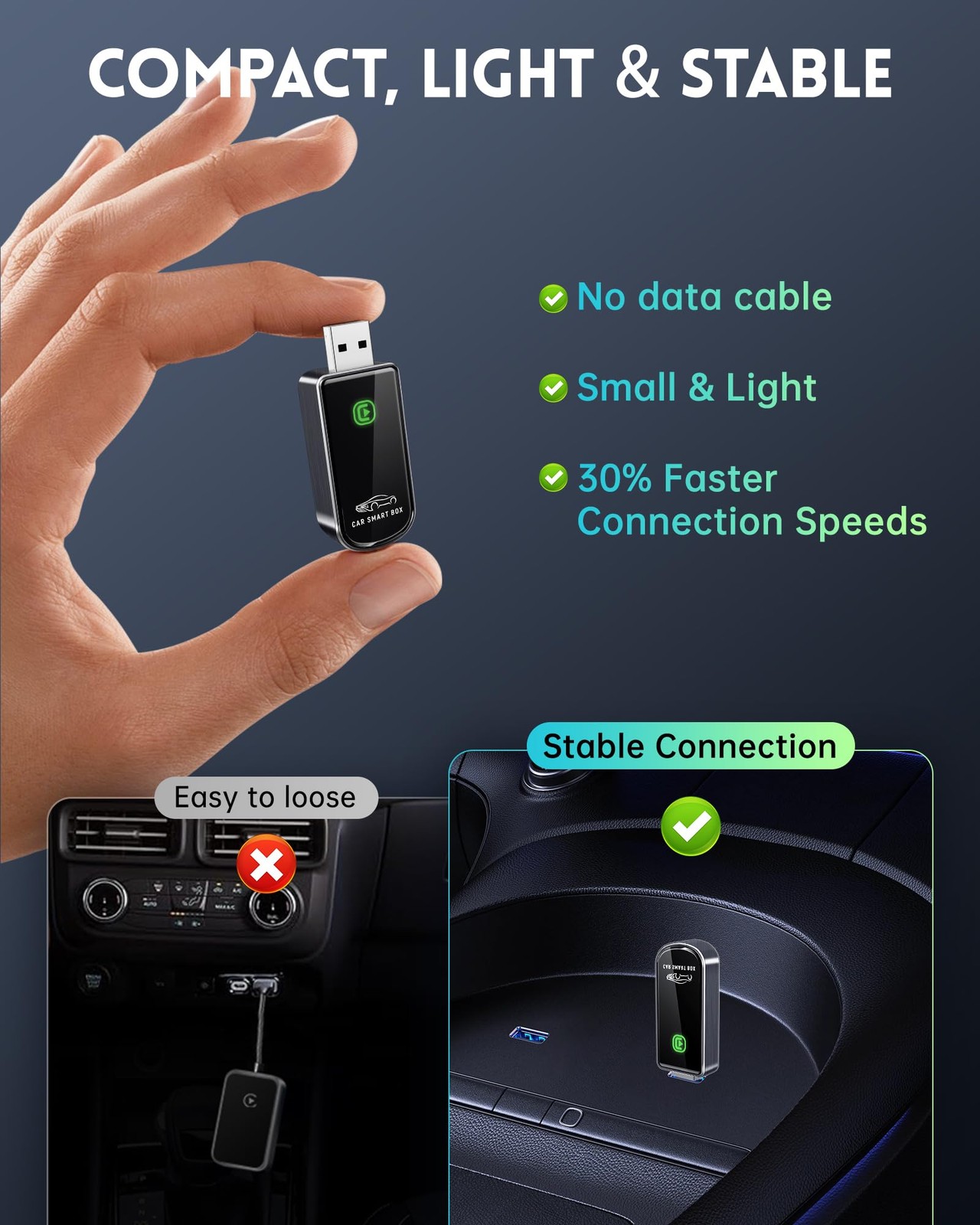 Wireless CarPlay Adapter for Apple iPhone iOS 10+ & Cars from 2015+, Mini Edi…