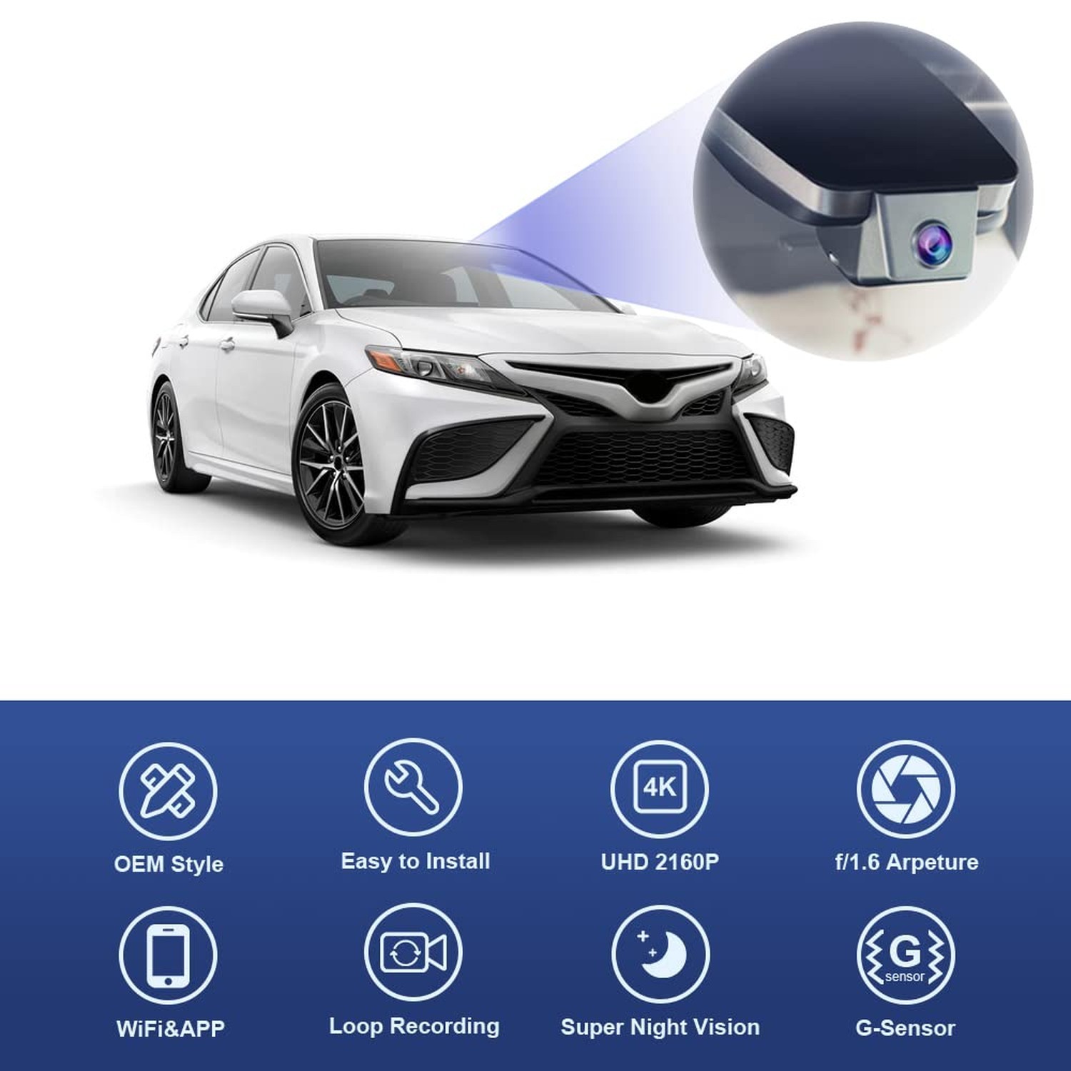 Fitcamx 4K Dash Cam Suitable for Toyota Camry 2021 2022 2023 2024 LE L XLE TR…