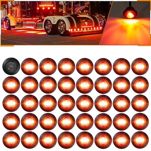 Red 3/4″ 12V Round LED Clearence Light Front Rear Side Marker 40Pcs Red