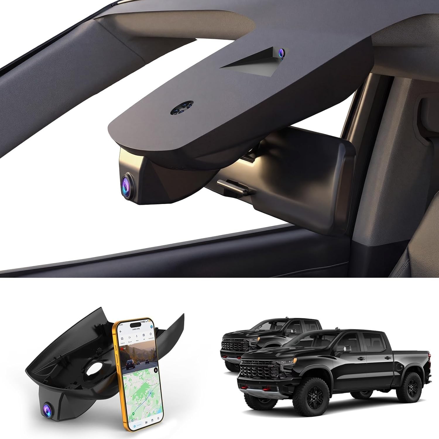 Chevy Silverado 1500 2019-2022 4K Dash Cam GPS WiFi OEM Look for HD Model A