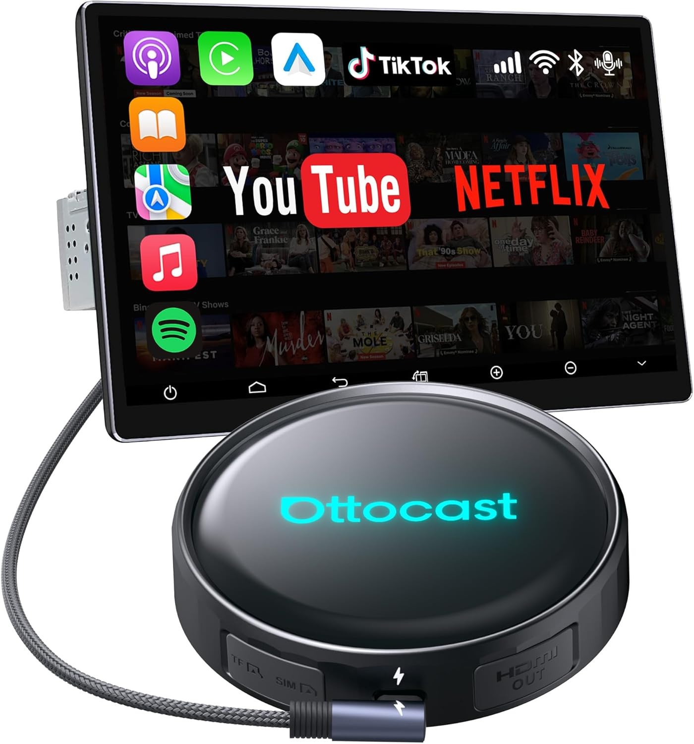OTTOCAST P3 Pro AI Box – Wireless CarPlay/Android Auto, 8+128GB
