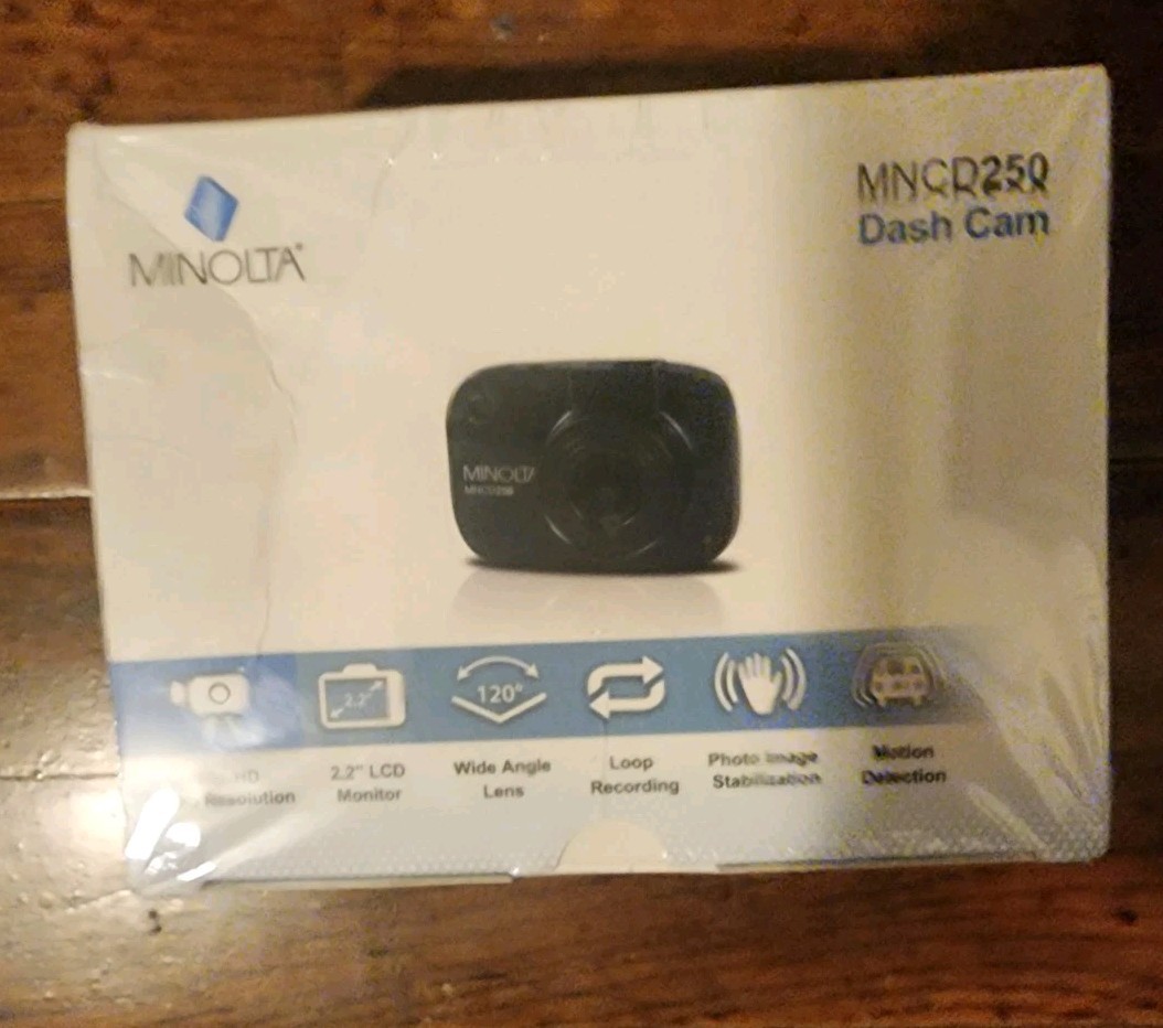 New Sealed Minolta MNCD250 Full HD 12MP 2.2″ LCD Screen Dash Cam #MNCD250-Black