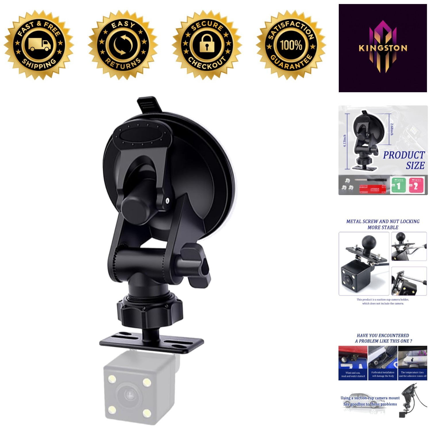 Mini 360° Suction Cup Mount for Dash Cams & Rear Cameras – Sturdy & Easy Install