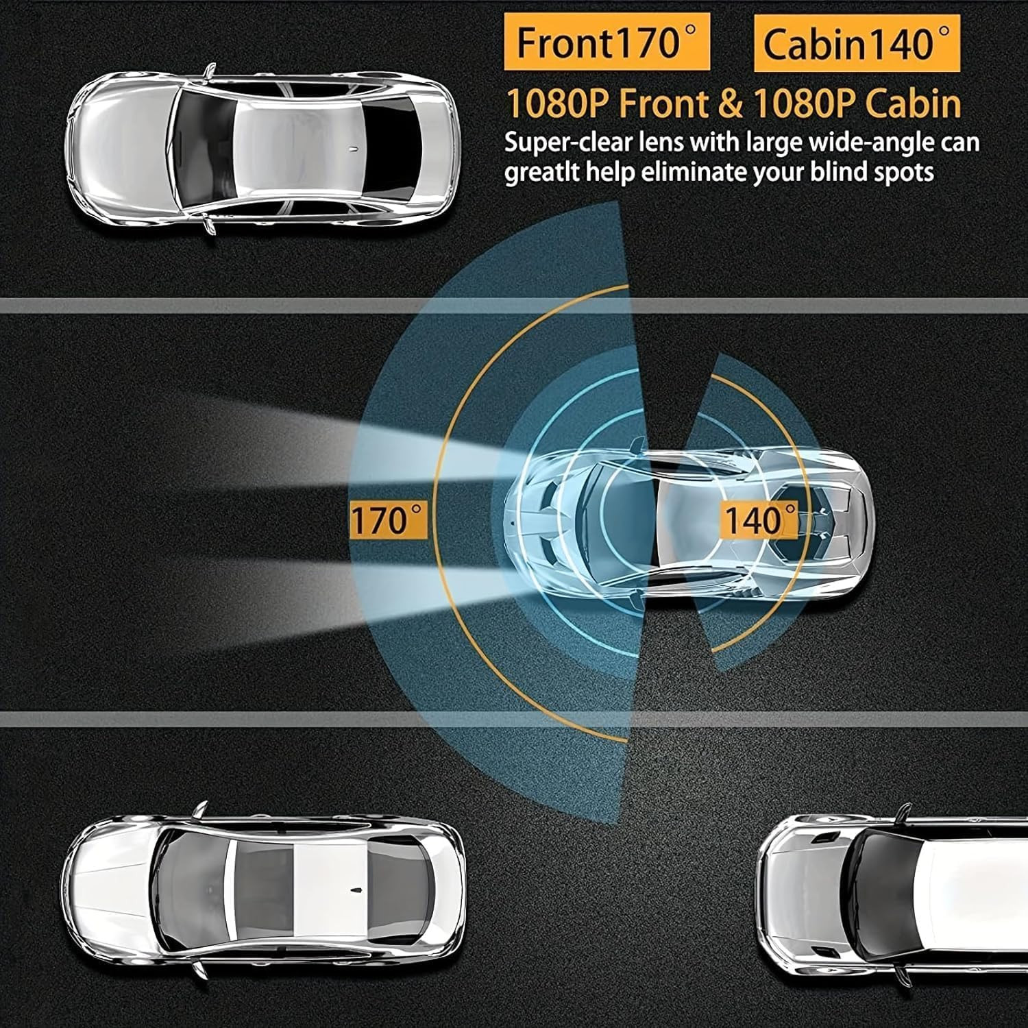 Camara Auto Frontal e Interior Dashcam 64GB Vision Nocturna G Sensor Grabacion