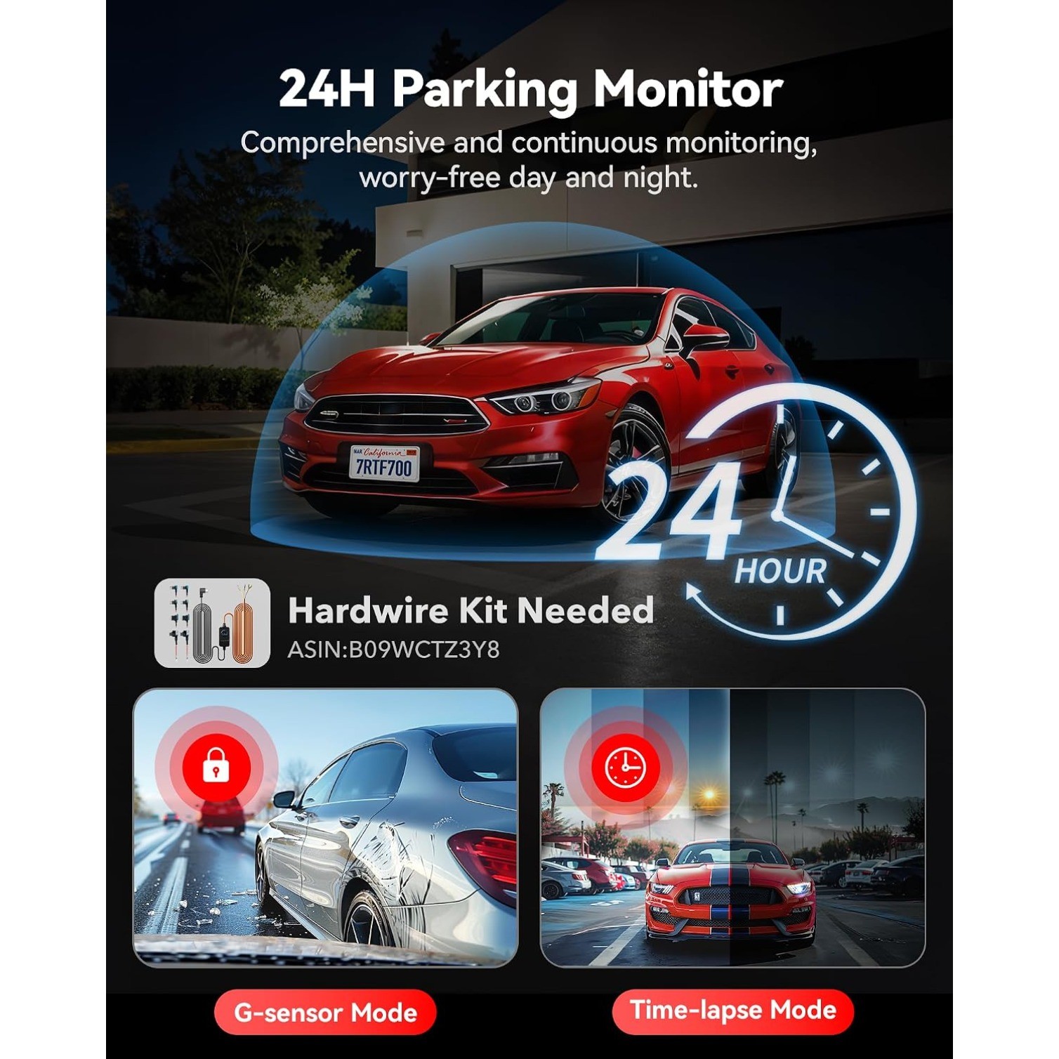 F7N Pro 4K Dash Cam Front and Rear, 2 Sensor, 4K/2.5K+1080P Dual Dash Camera