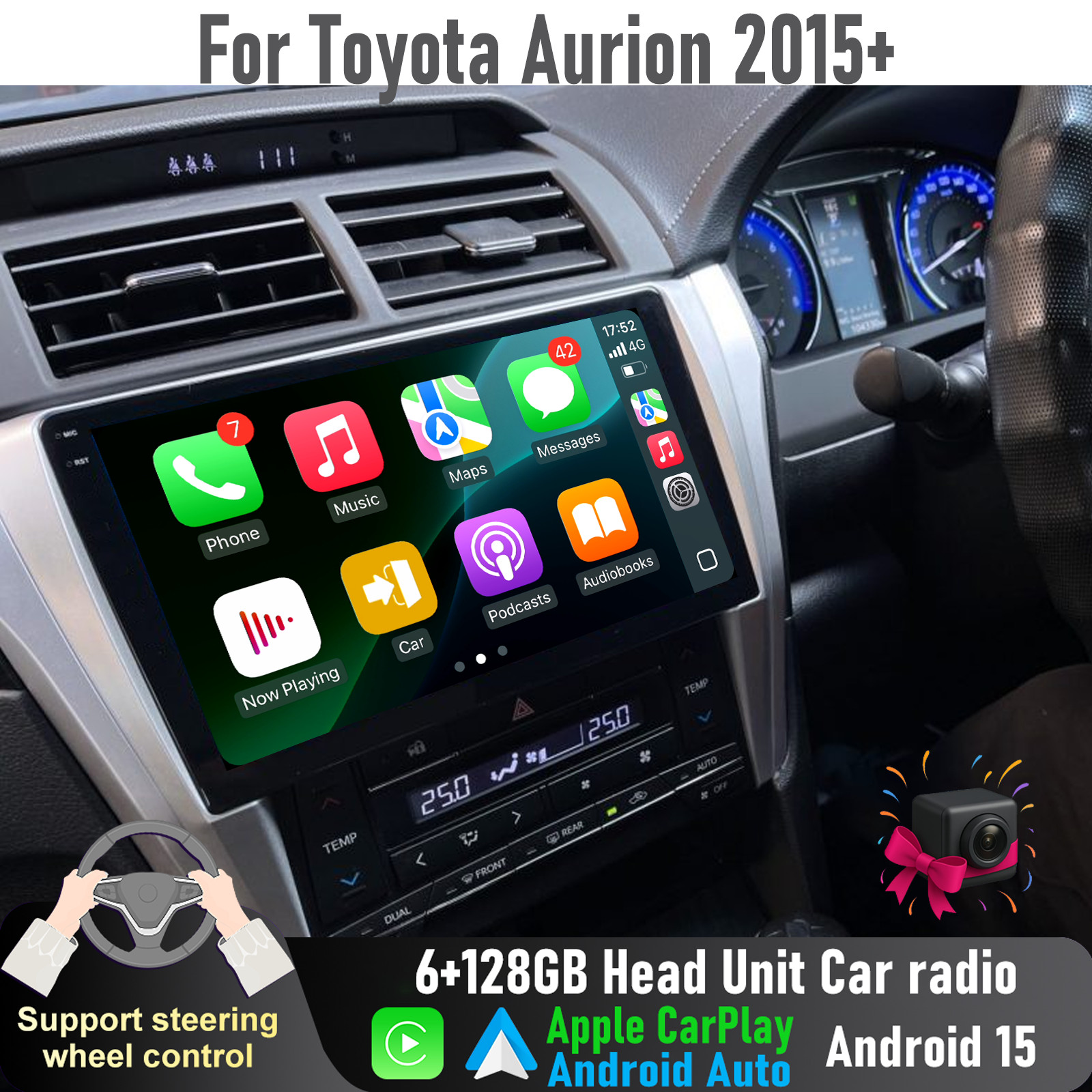 10” 6/128GB Apple CarPlay Auto Head Unit Car radio GPS For Toyota Aurion 2015+