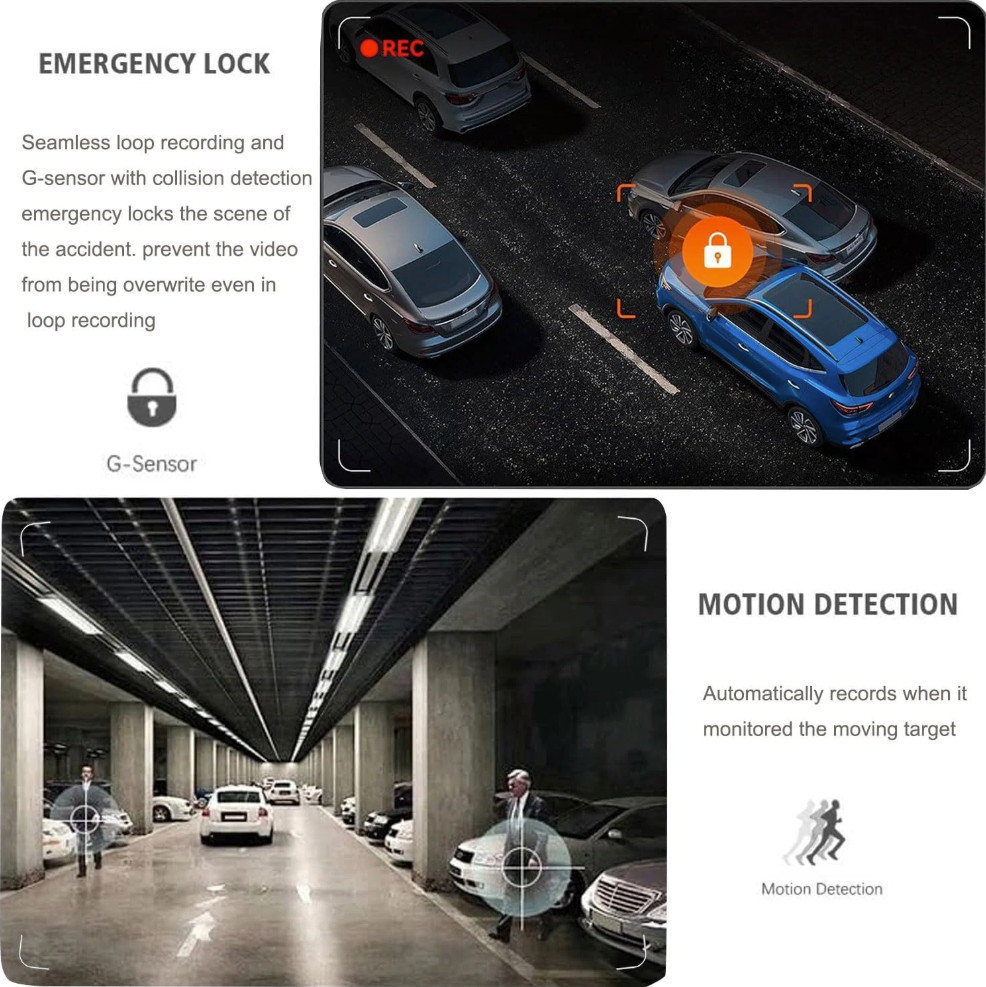 4 Channel Dash Cam 360° View, 1080P Front and Rear Inside, Left Right Dash Camer