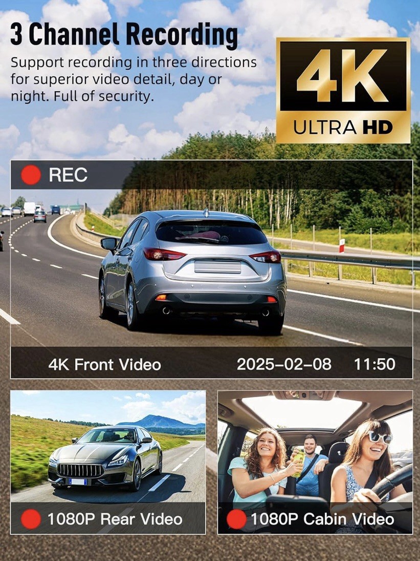 3 Channel 5G WiFi Dash Cam
