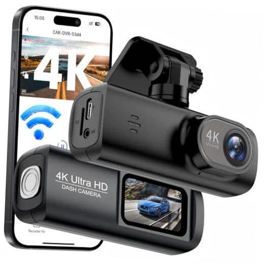 Dash Cam 4K Front, Ultra HD Dash Camera for Cars, 1.47”IPS Screen Mini Black
