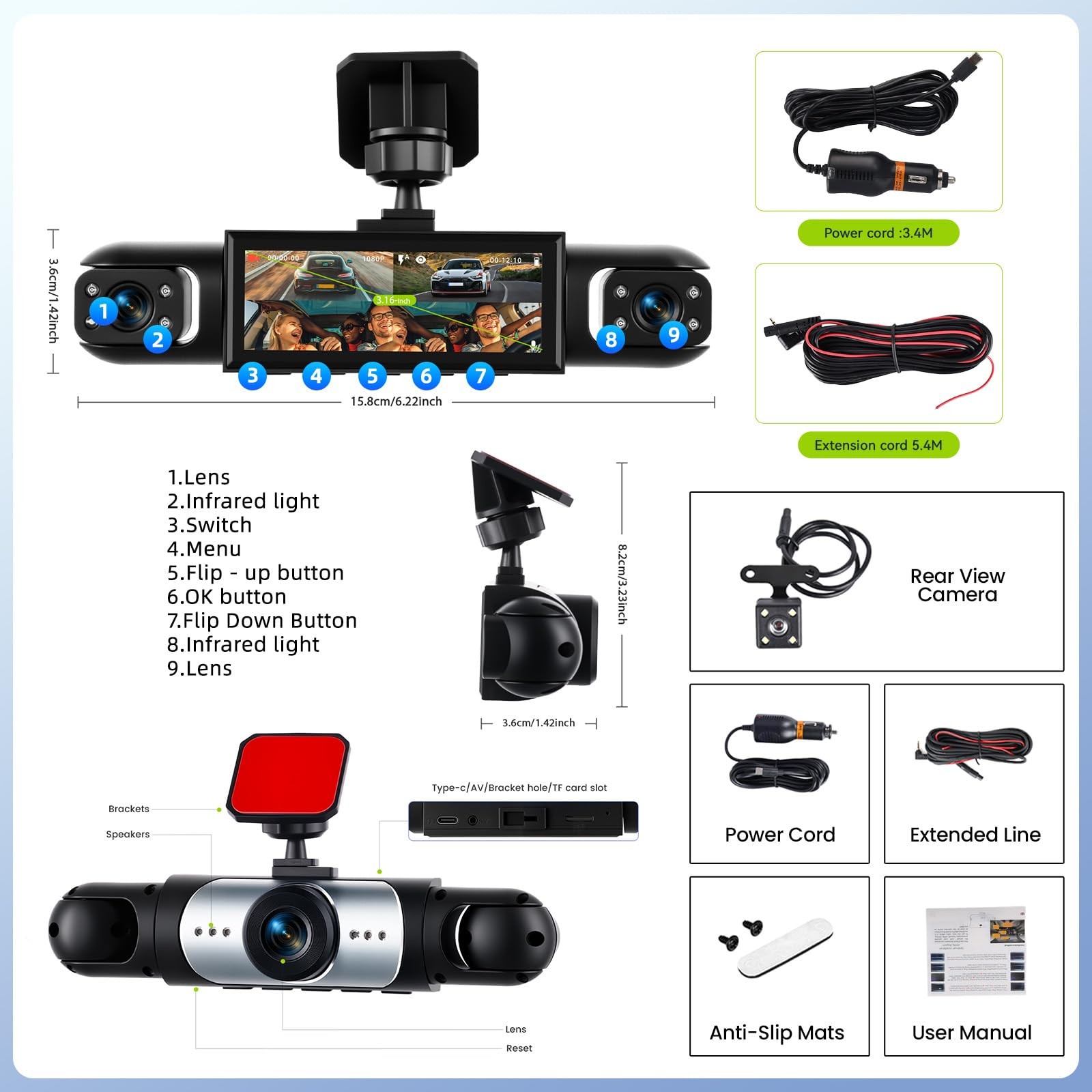 360 Degree View 4 Channel Dash Cam for Cars,Dash Cam Car Camera Front and Rea…