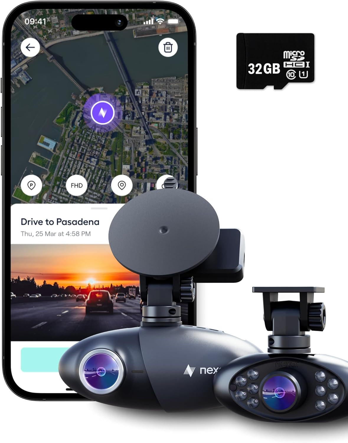 Pro Dual Dash Cam 1080P FHD Front and Interior Cameras AI Crash Detection 24H Pa