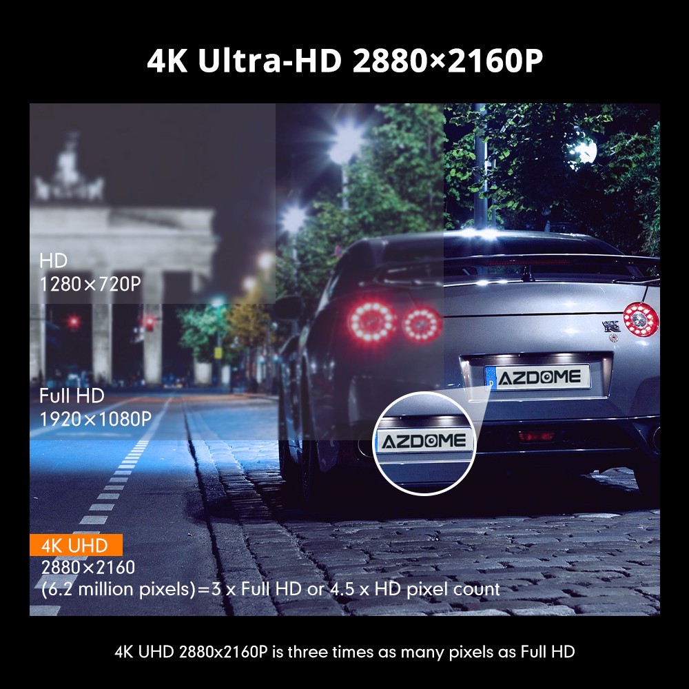 AZDOME 4K Dash Cam Parking Mode Night Vision Car Camera Recorder