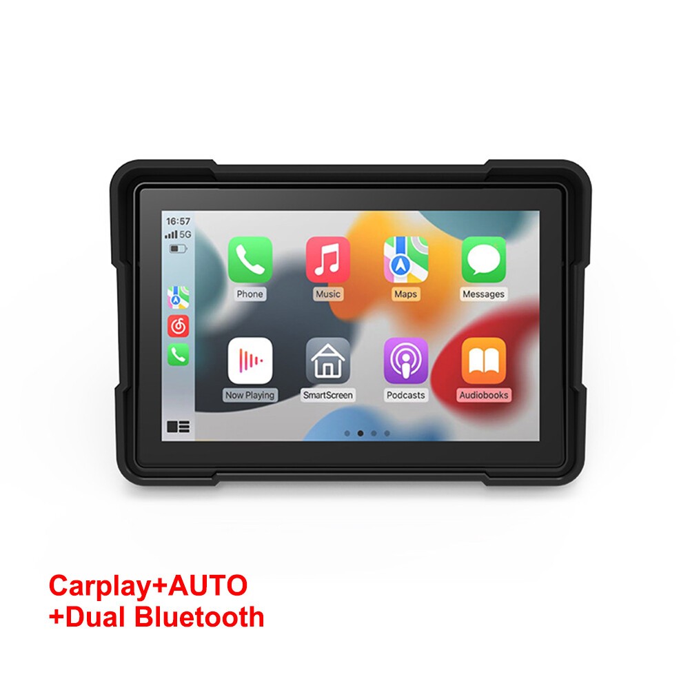 Motorcycle Wireless CarPlay Auto Screen Dual Touchscreen w/Front & Rear Dash Cam