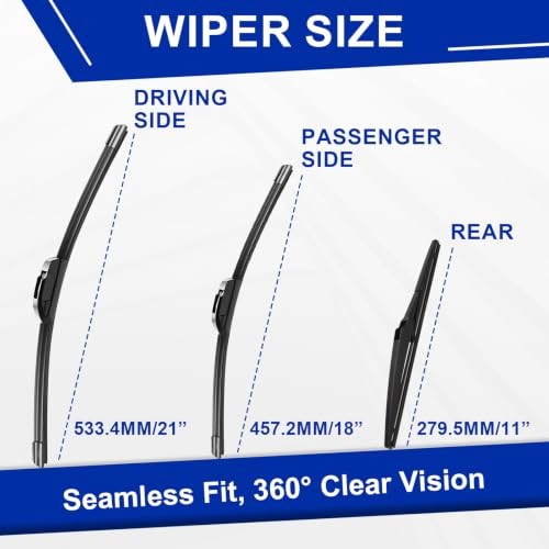 3 Windshield wipers Compatible with Toyota Matrix 2003 For Matrix 2003-2008