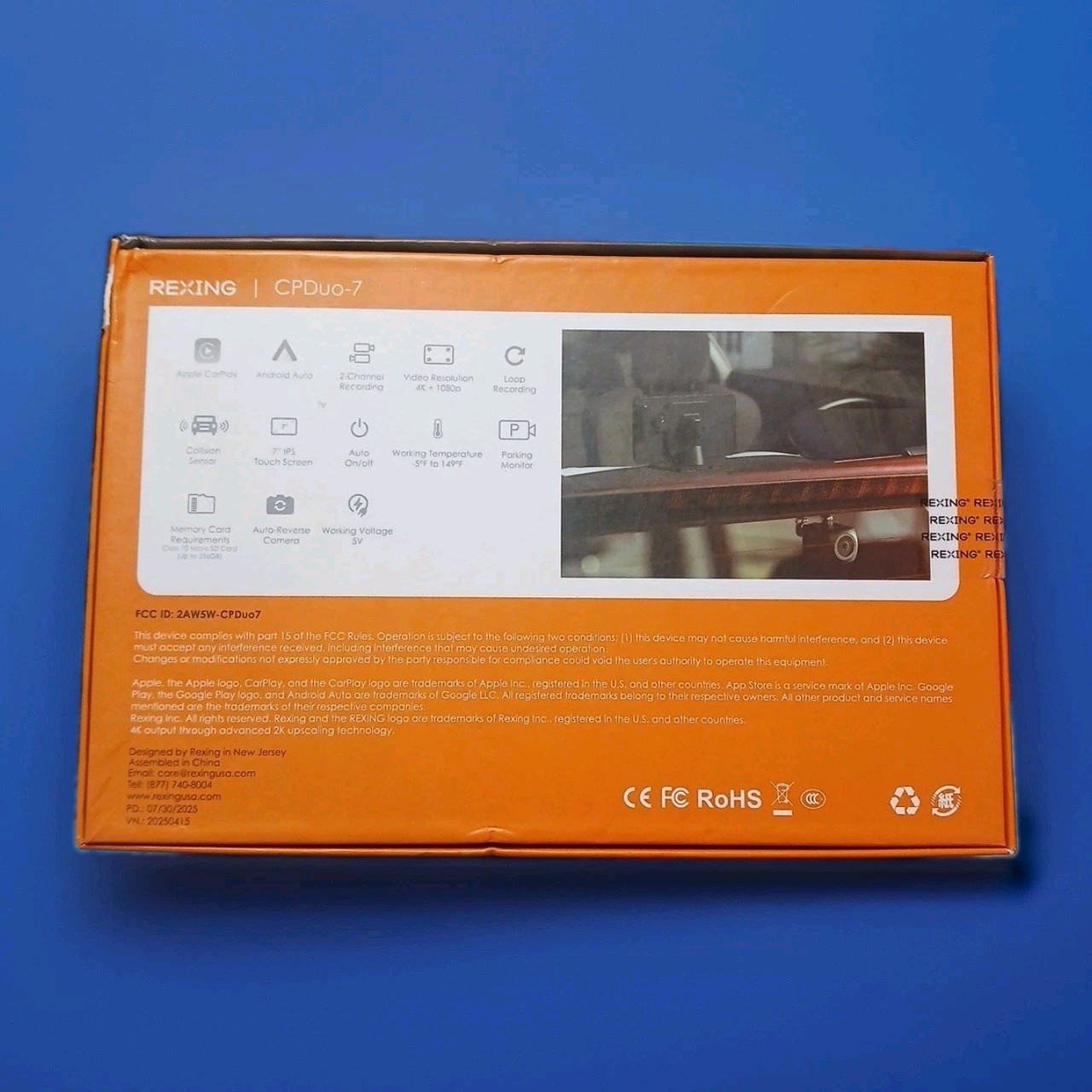 Rexing 2 Channel Multimedia Dash Cam 4 K Clarity Dual Recording 7”screen Auto