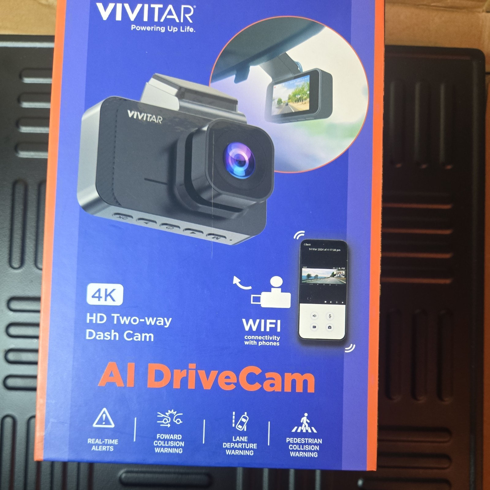 Vivitar AI Drive Cam 4K HD Two-way Dash Cam New Black Built in WiFI & GPS