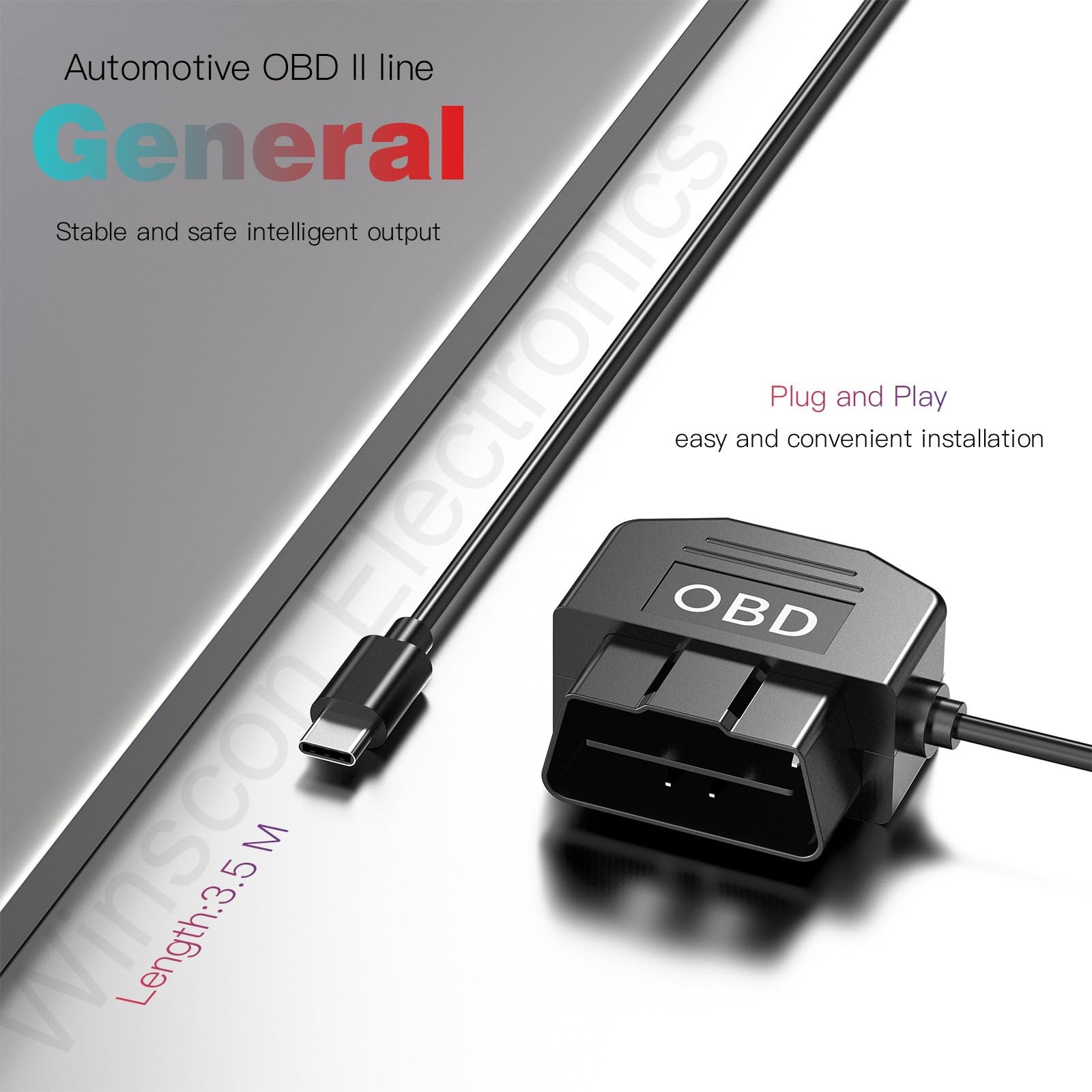 OBD2 Dash Cam Hardwire Kit, OBD2 Power Charging Cable USB Type C | 24h Parkin…