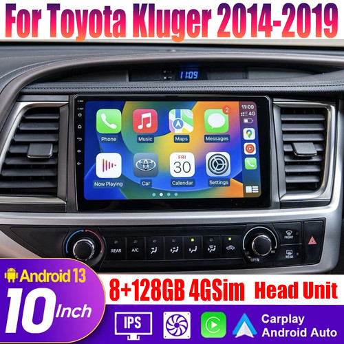 10”Apple Carplay & Android Auto Head Unit Car Radio For Toyota Kluger 2014-2019