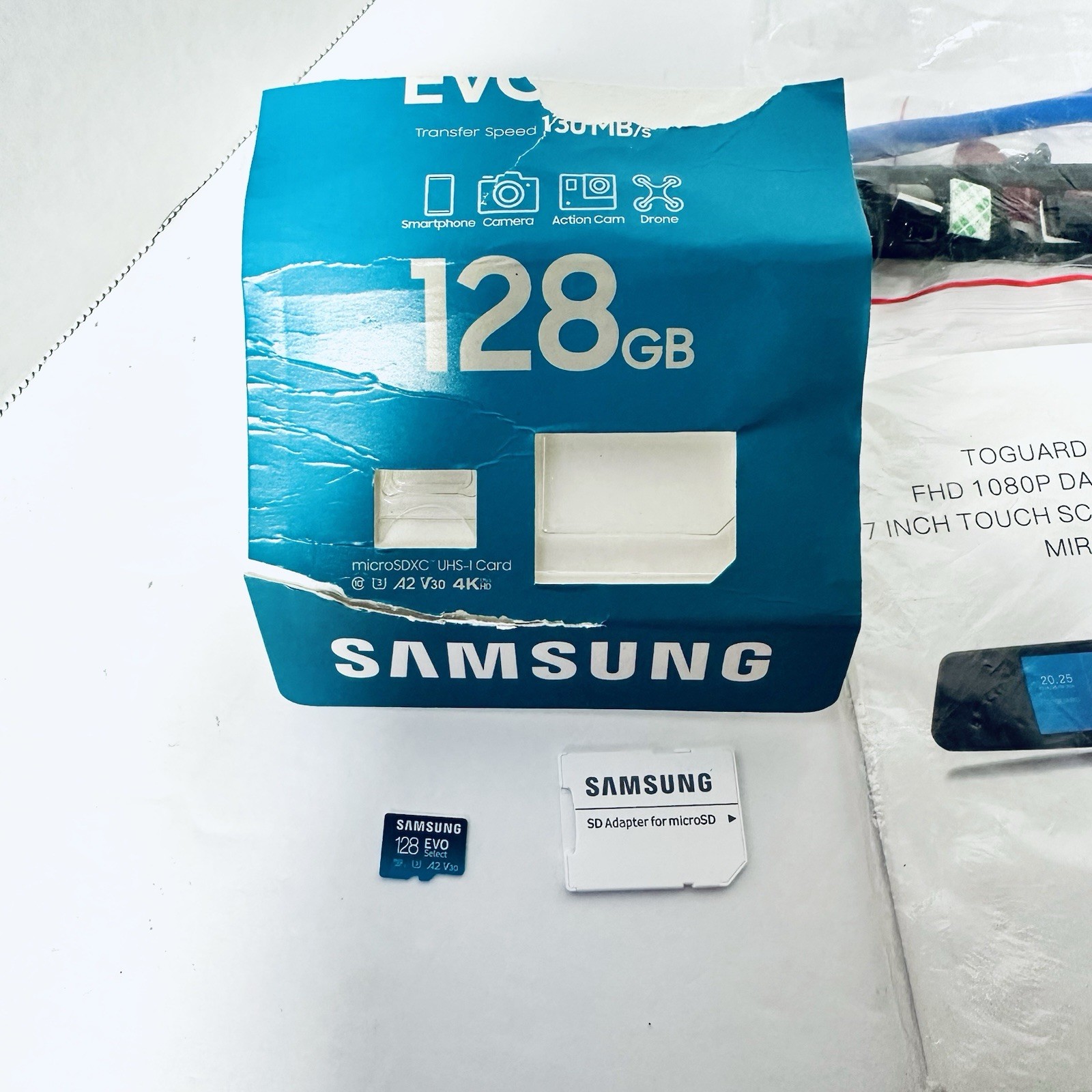 TOGUARD CE35A FHD 1080P Dash Camera 7 Inch Touch Screen Mirror w Samsung 128 GB