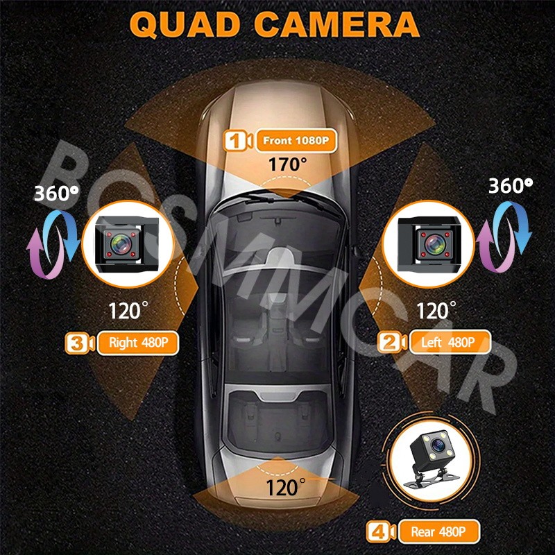 FHD Dash Cam WiFi Recorder DVR Mobile Detection Car Dash Camera APP 4 Channel