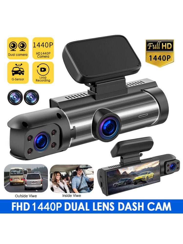 3.16in HD Car DVR Dual Lens Dash Cam Video Recorder G-Sensor Front Inside Camera